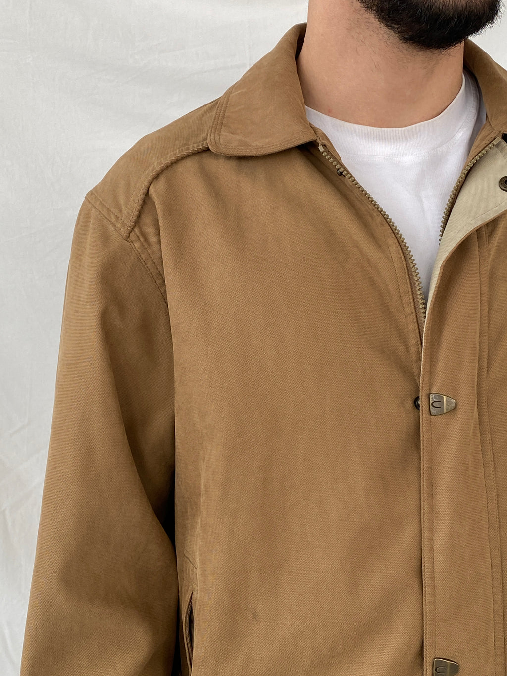 Vintage 90s Carabou Brown Work Wear Aviator Bomber Jacket - M