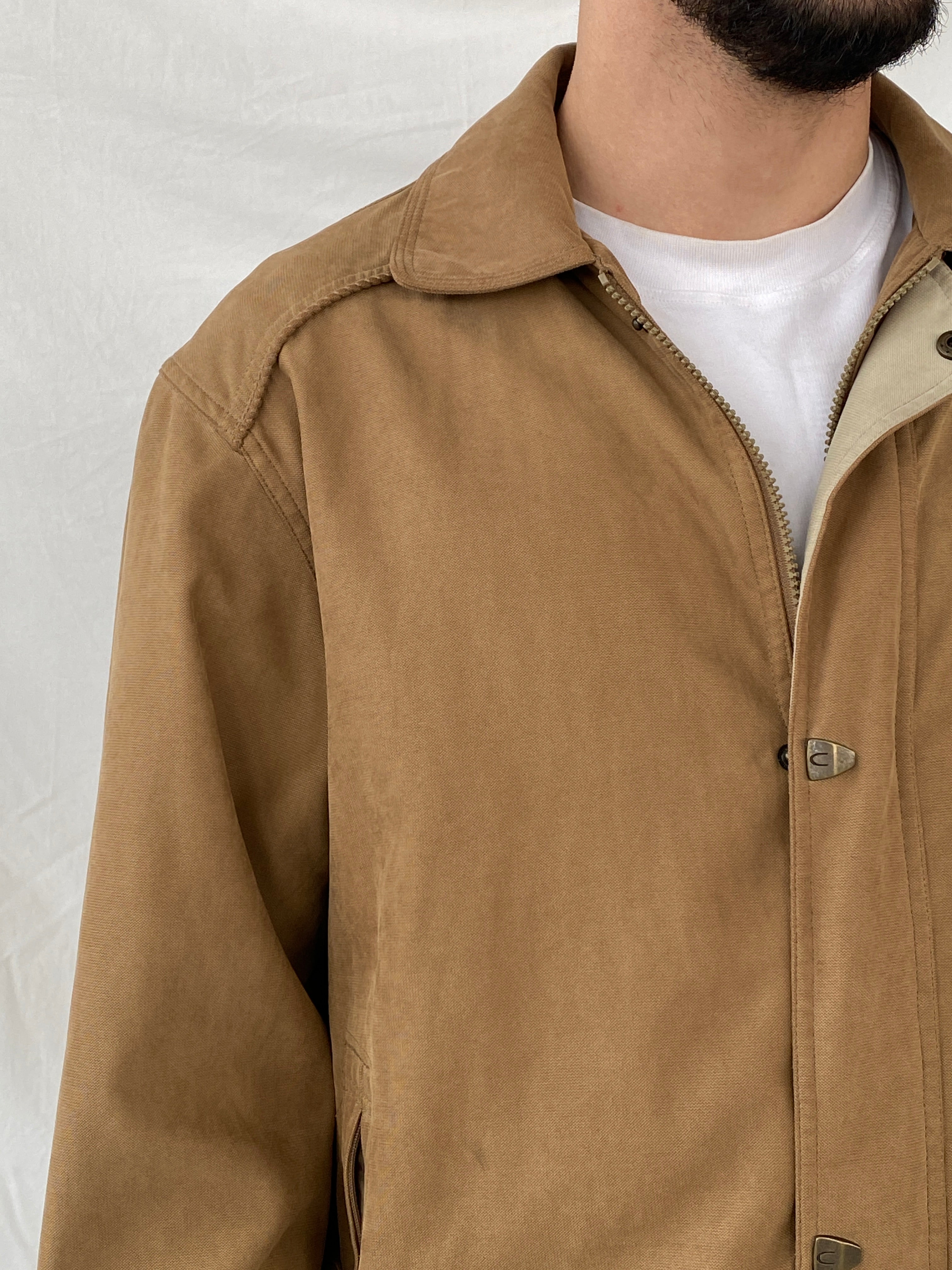 جاكيت طيار من كارابو بني عتيق من التسعينيات للعمل - مقاس متوسط