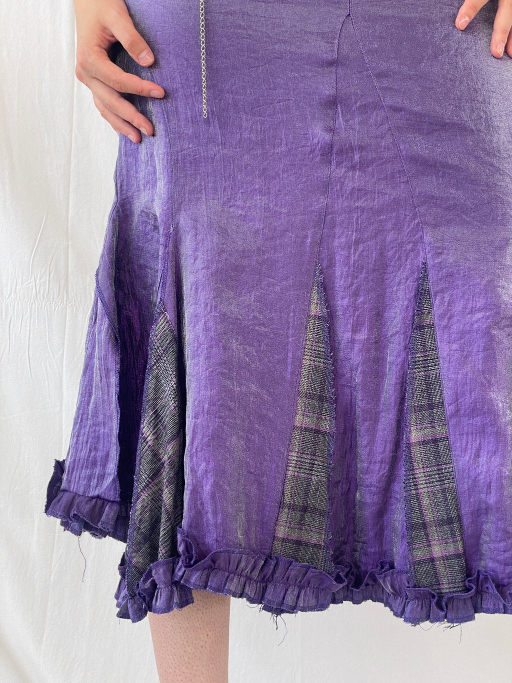 Vintage Y2K Alvina Whimsy Goth Metallic Purple Midaxi Women’s Skirt - M