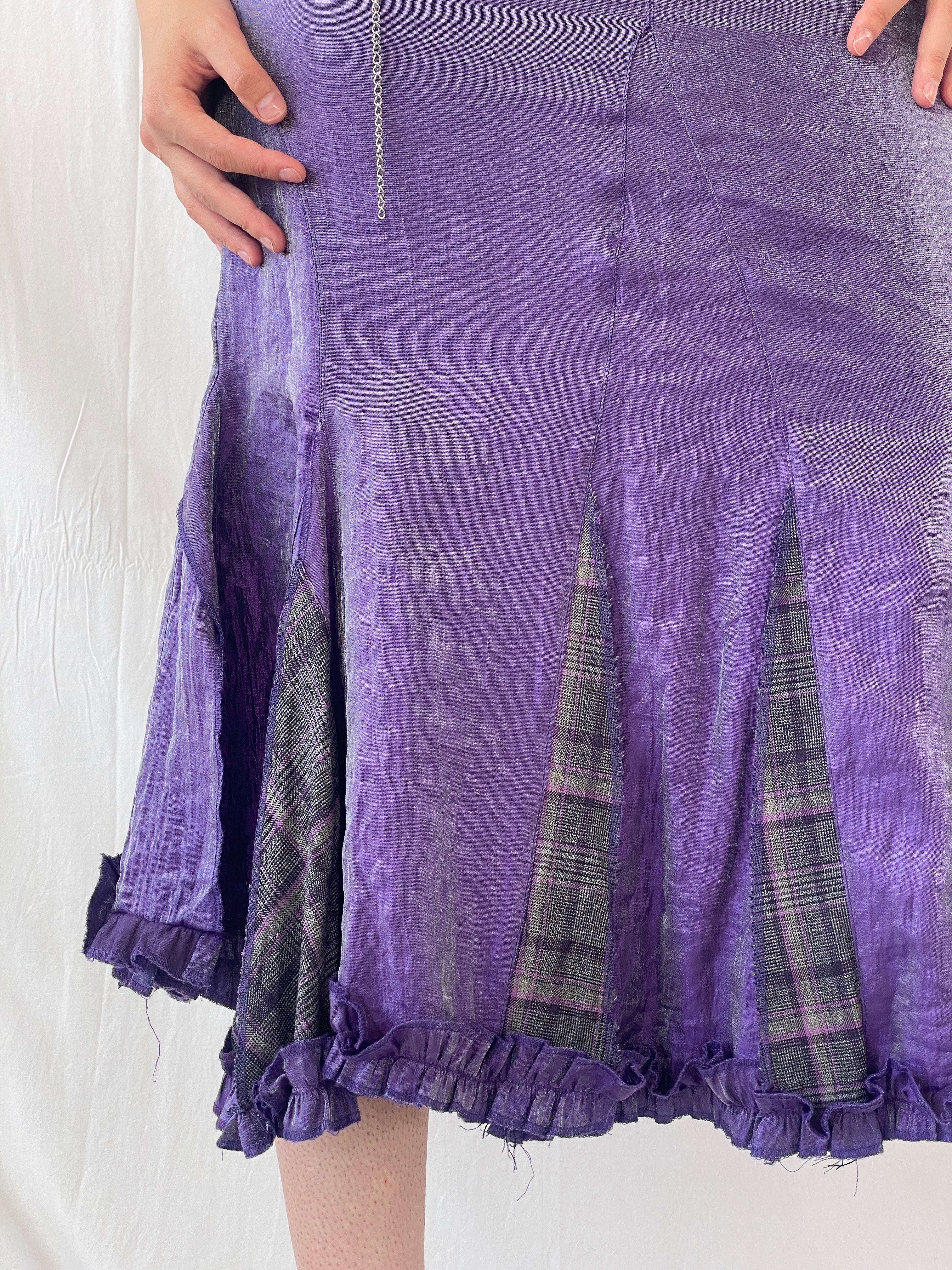 Vintage Y2K Alvina Whimsy Goth Metallic Purple Midaxi Women’s Skirt - M