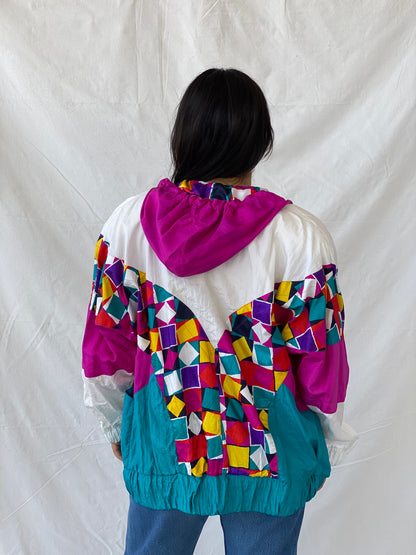 Vintage 90s Lavon Multicolored Windbreaker Jacket - S