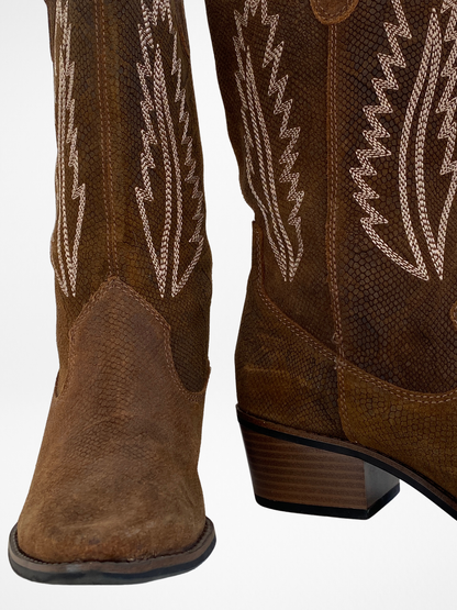 White Mountain Caraway Cowgirl Brown Genuine Leather Boots - 38EUR