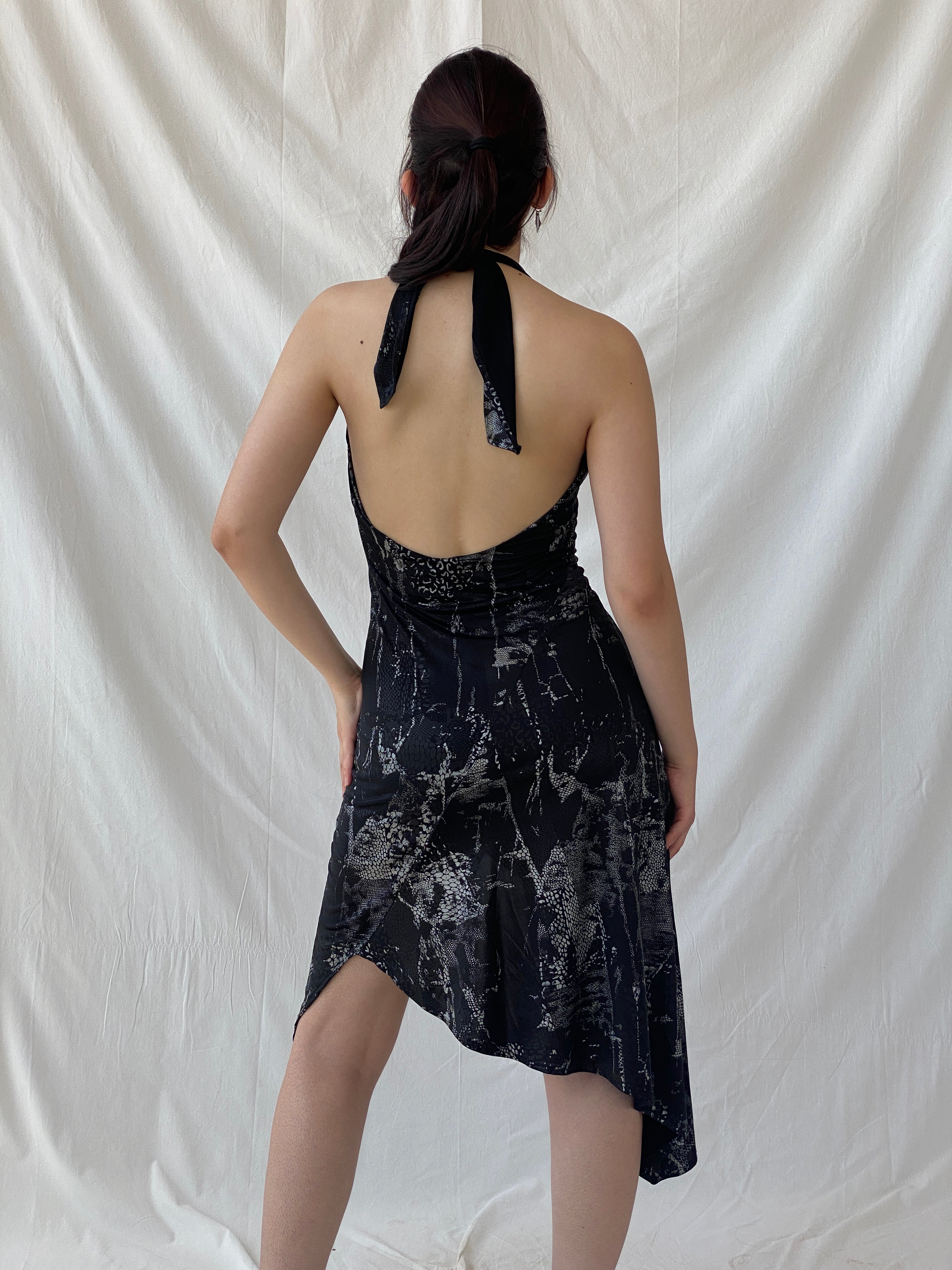 Y2K Romeo Four Juliette Paris Black Halter Asymmetrical Hem Dress - M