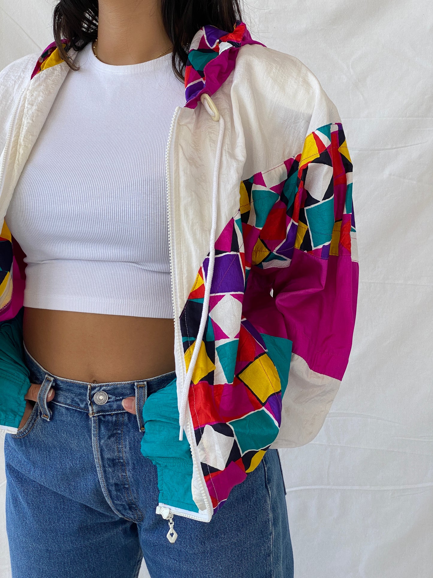 Vintage 90s Lavon Multicolored Windbreaker Jacket - S