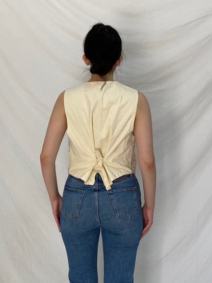 Vintage Fashion Passport Floral Cotton Beaded Vest – M