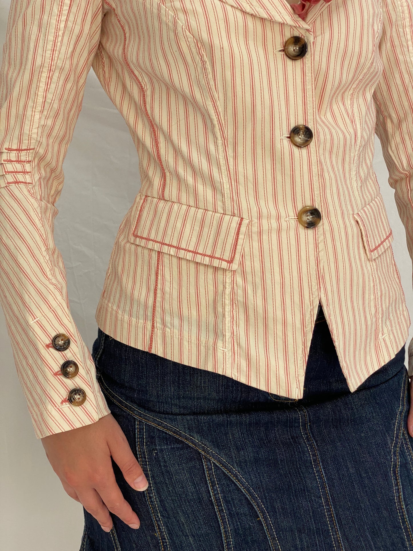 Vintage Tarmanuda by Grazia Pi Pink Striped Tailored Blazer – S
