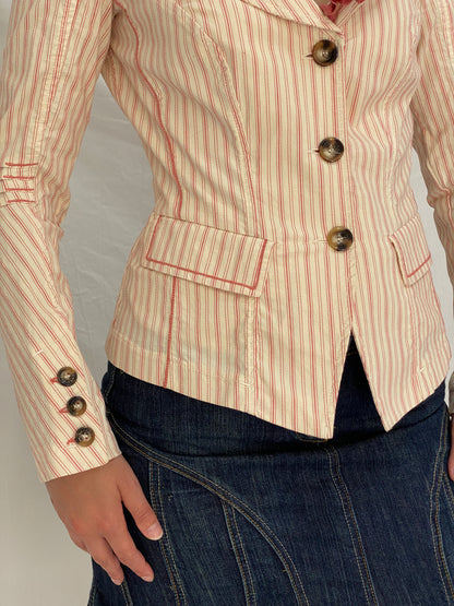 Vintage Tarmanuda by Grazia Pi Pink Striped Tailored Blazer – S