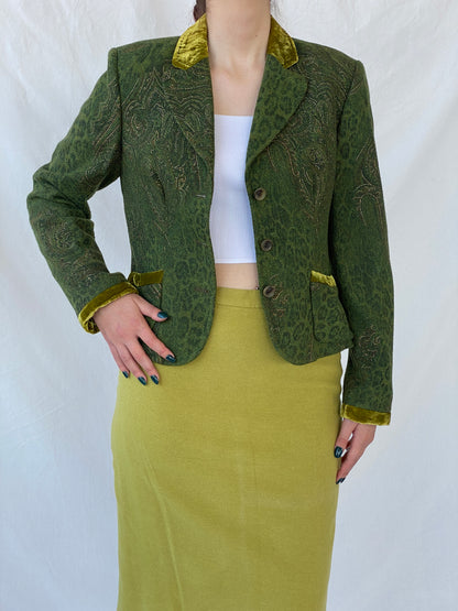 Vintage 90s Ever Green With Velvet Details Blazer - M