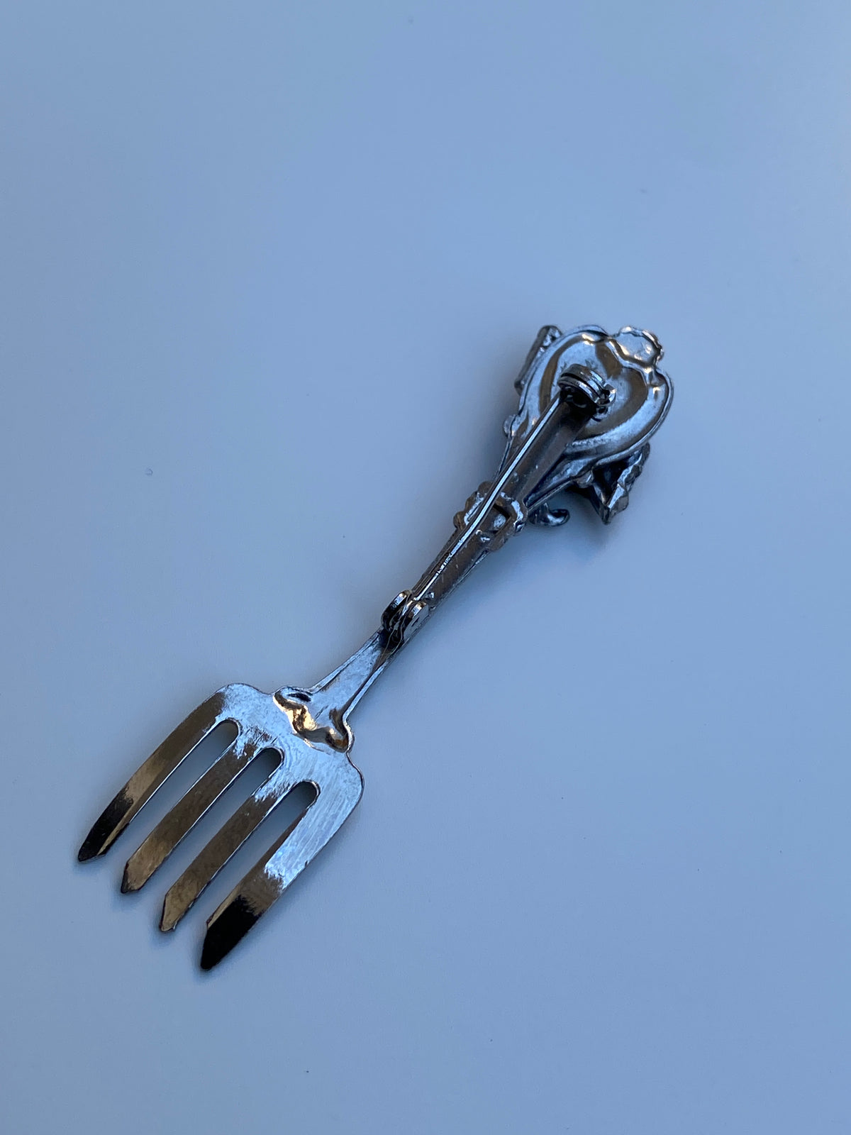 Vintage Silver Tone Fork Brooch Figural Cutlery Lapel Pin Vintage Silver Tone Fork Brooch Figural Cutlery Lapel Pin