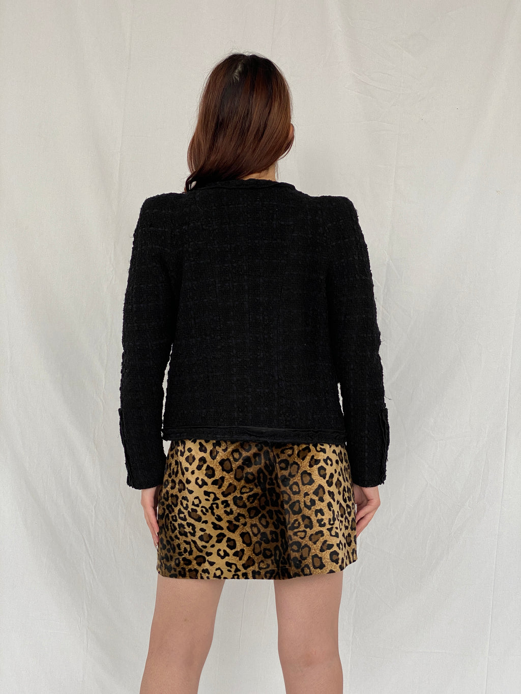 MAJE Black Quilted Tweed Zip up Aznavour Wool Blend Blazer - M