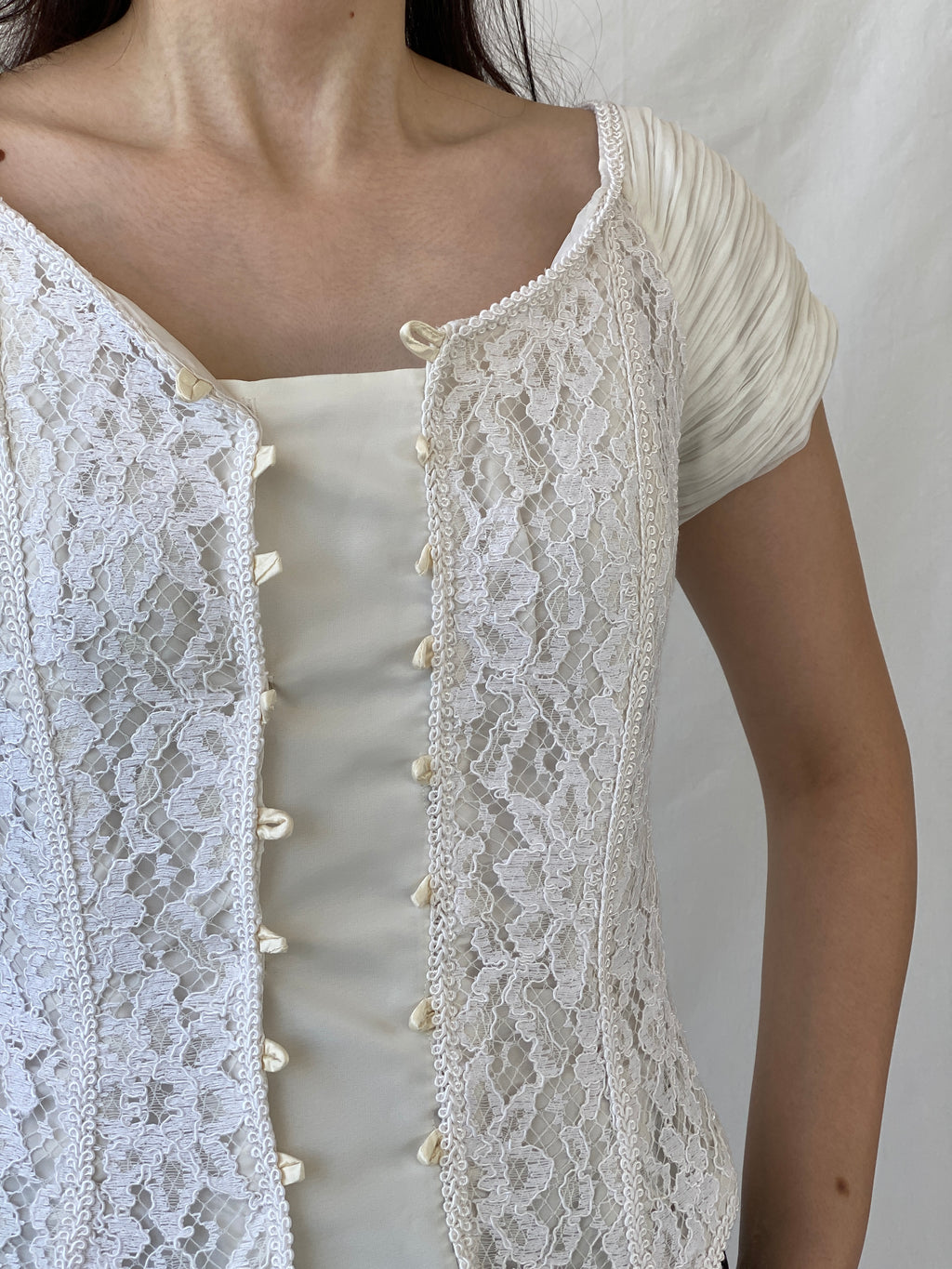 Stunning Vintage 90s Jean Allen London Lace Bustier Victorian Boned Corset Top - S