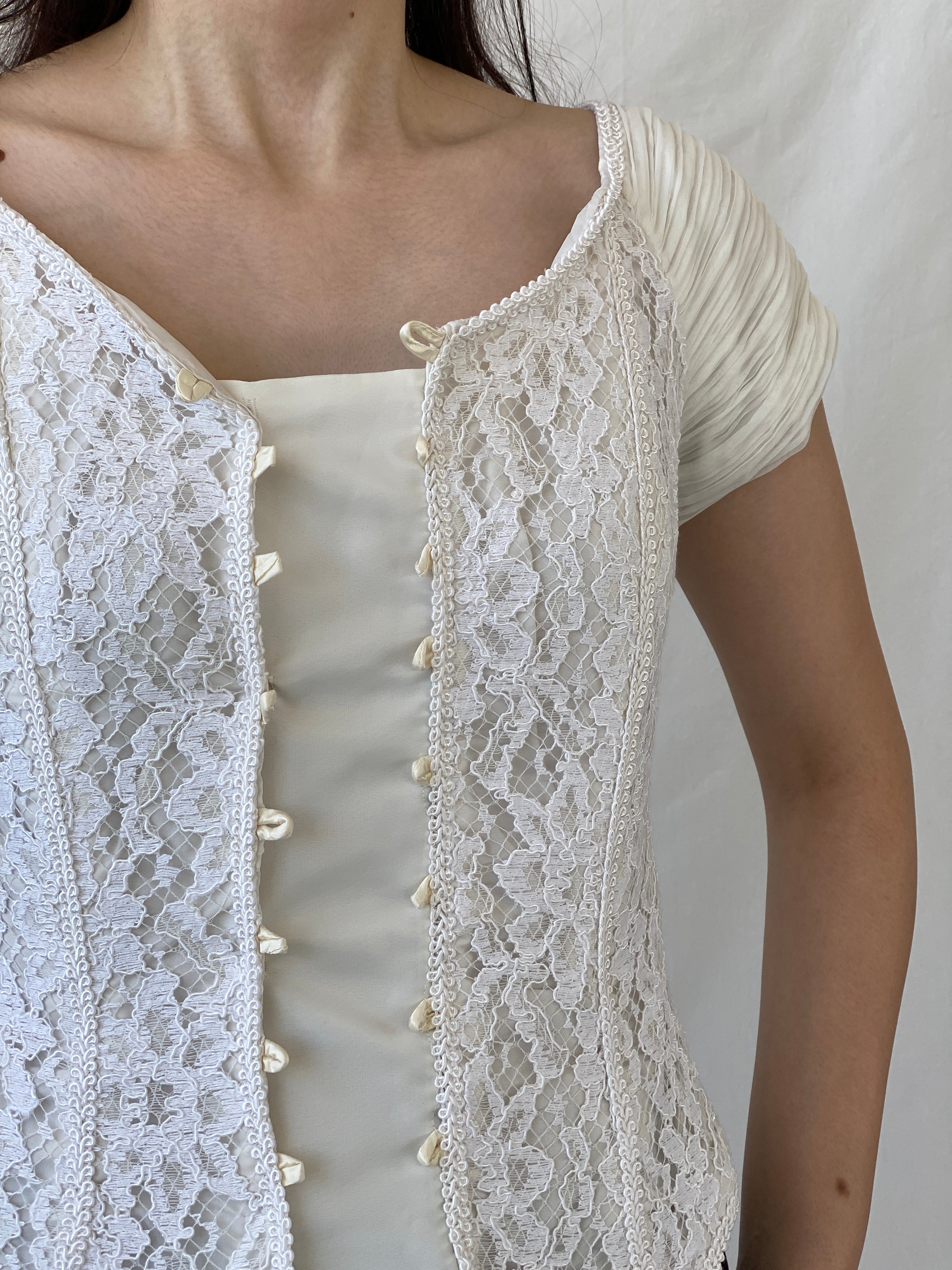 Stunning Vintage 90s Jean Allen London Lace Bustier Victorian Boned Corset Top - S