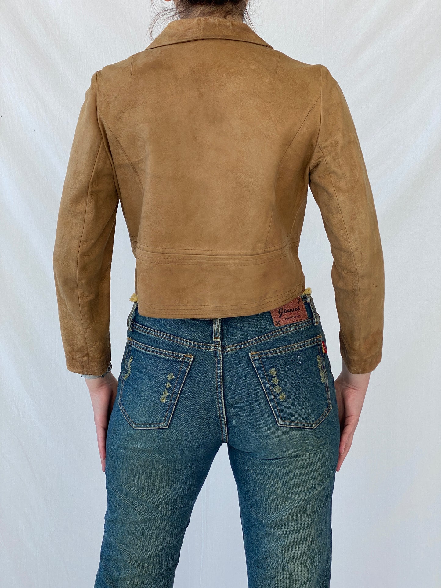 Vintage Gnädig Sportmoden Tan Cropped Genuine Suede Jacket - S