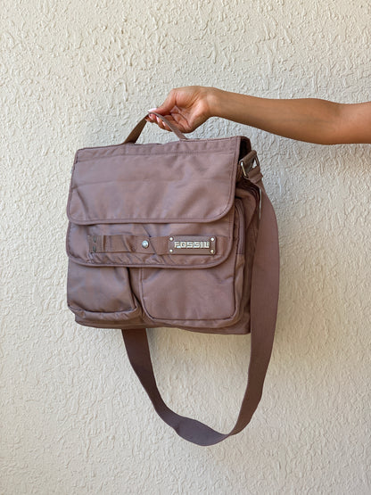Fossil Taupe Heavyweight Nylon Laptop Messenger Bag