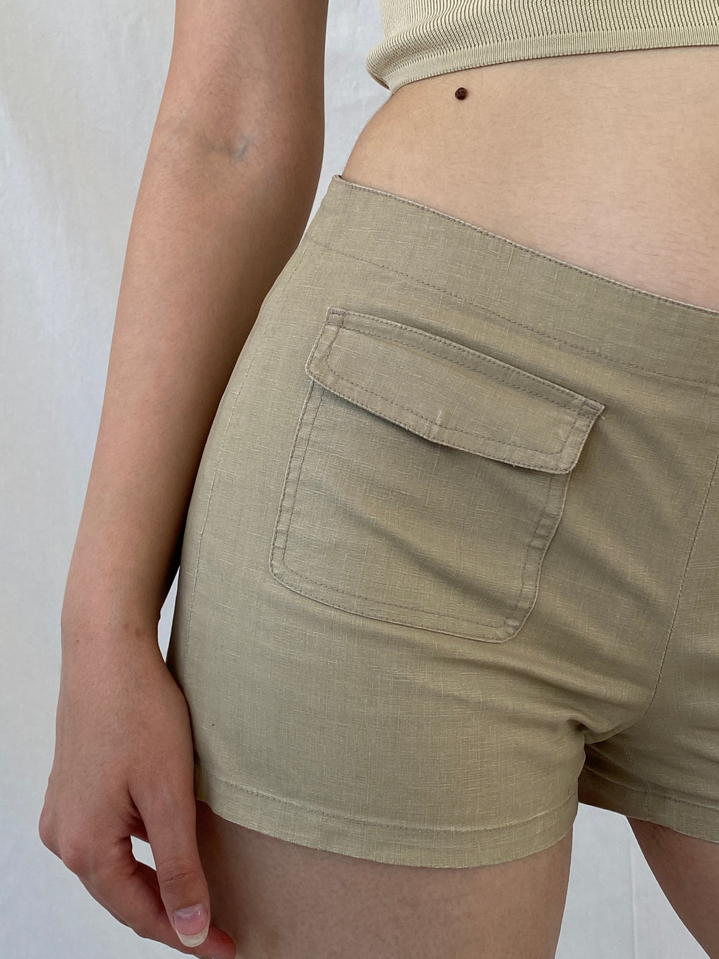 Y2K CK Jeans Calvin Klein Linen Blend Beige Mini Shorts - M