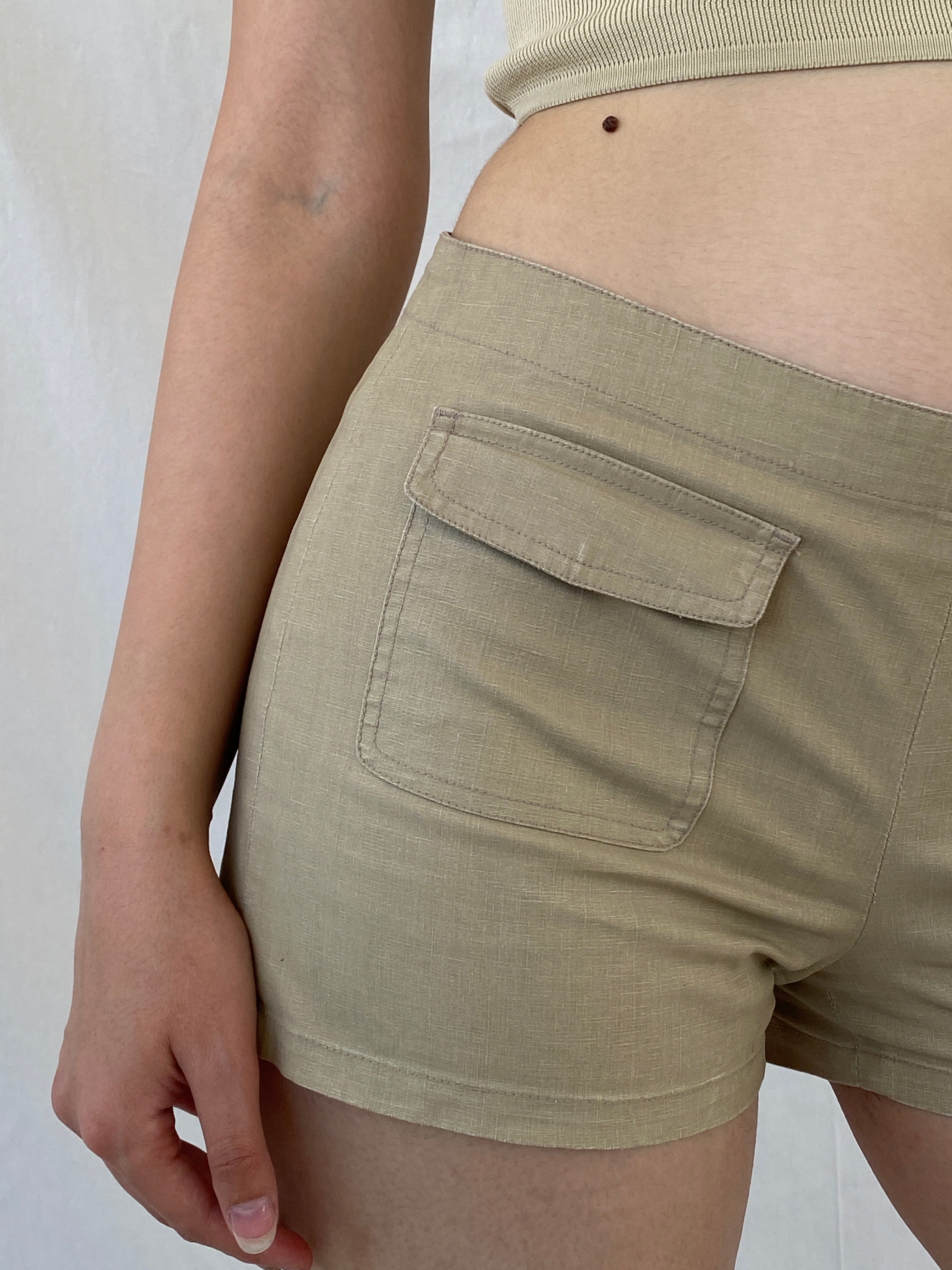 Y2K CK Jeans Calvin Klein Linen Blend Beige Mini Shorts - M