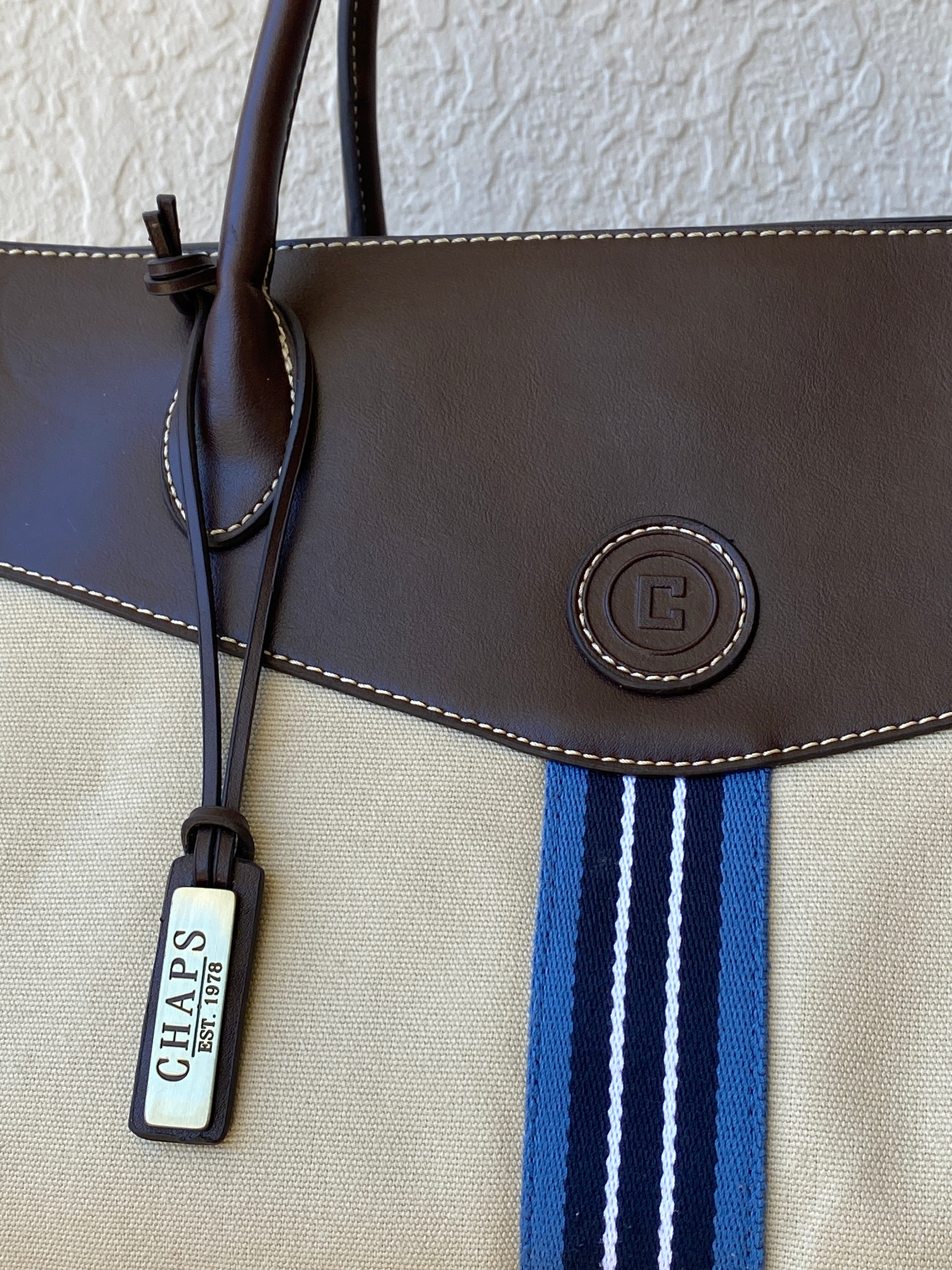 Y2K Chaps By Ralph Lauren Shoulder Bag Canvas & Vegan Leather Purse