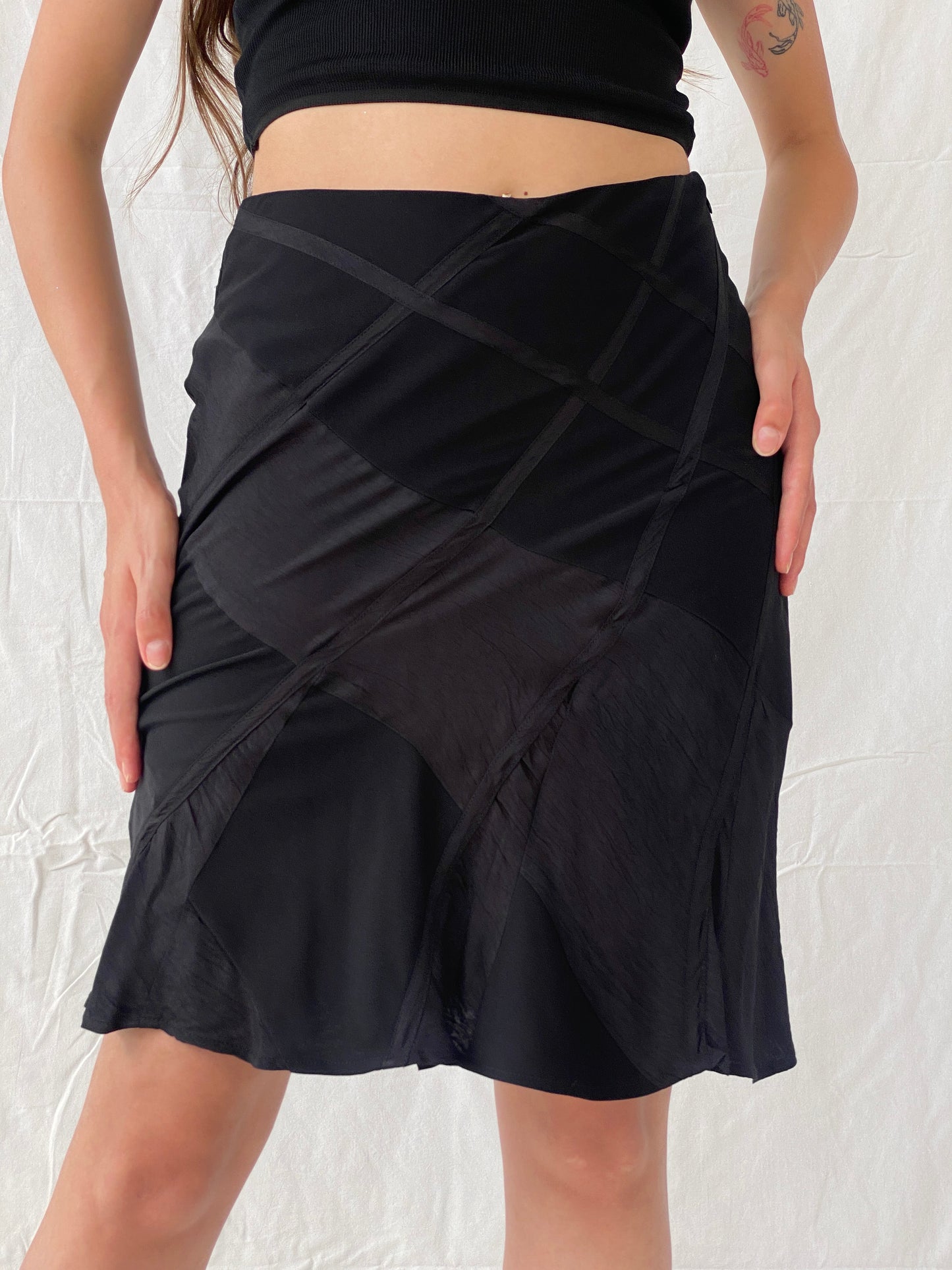 Y2K Sandwich_ Midi Black Office Skirt