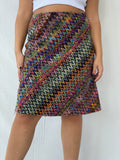 Vintage BLUMA Tweed ZigZag Multicolored Midi Skirt - M