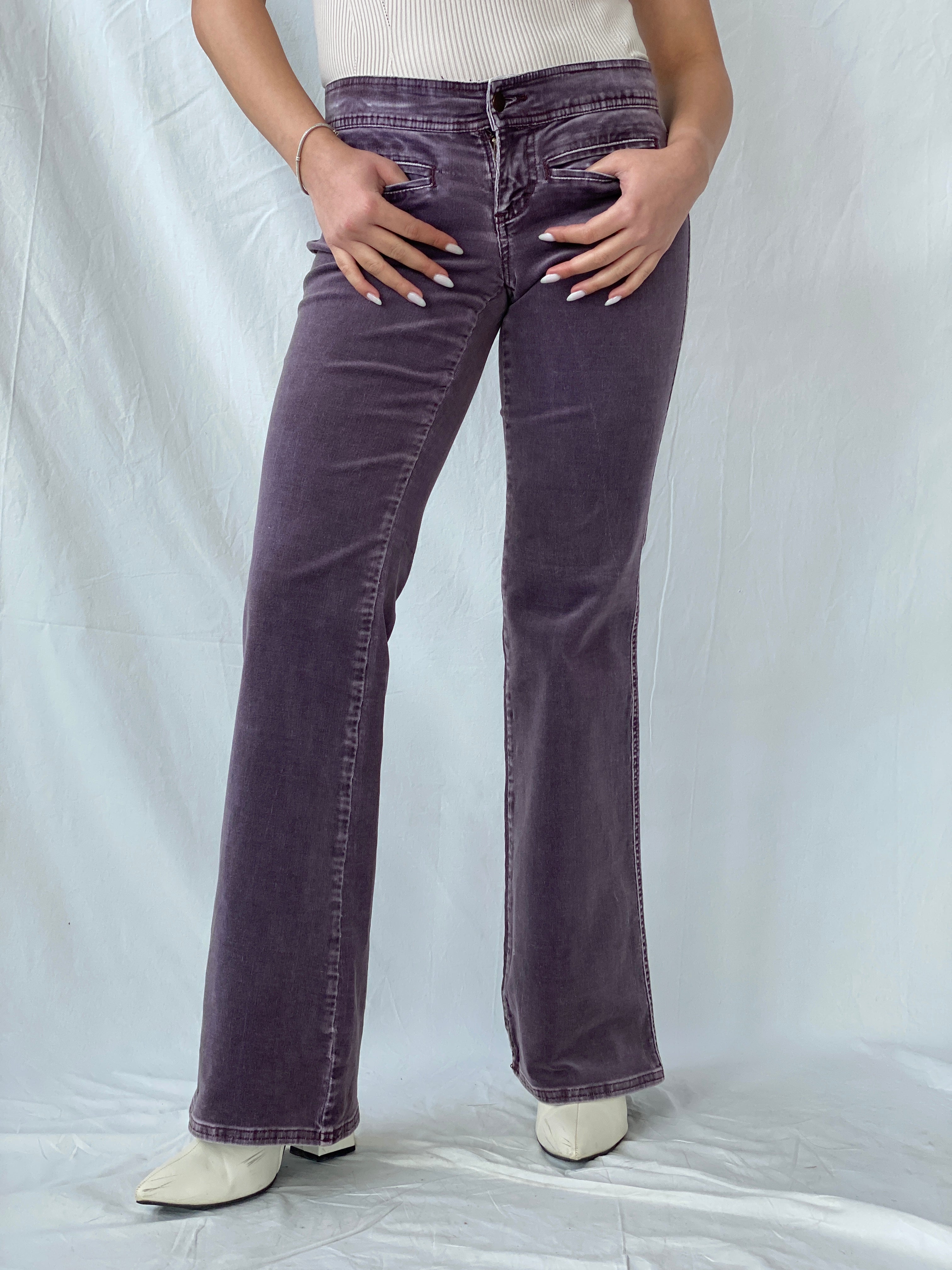 Vintage Y2K ARDEN B. Purple Low Rise Flared Corduroy Pants - 36EUR