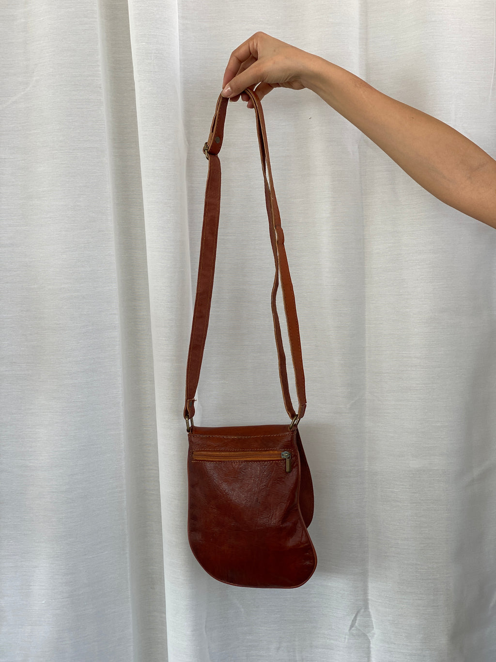 Vintage Brown Genuine Leather Western Sling Crossbody Bag