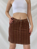 Y2K Kaliko Striped Corduroy Brown Short Skirt - M