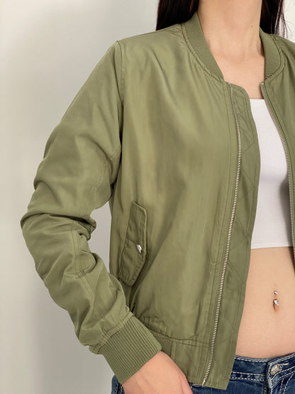 Y2K FB Sister Olive Green MA-1 Bomber Jacket - L