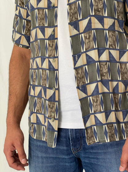 Vintage Campia Moda Geometric Shirt Abstract Short Sleeve Button-Up – M