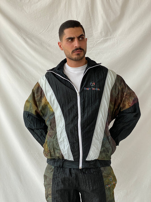 Vintage 80s/90s Sergio Tacchini Black Track Windbreaker Jacket - L