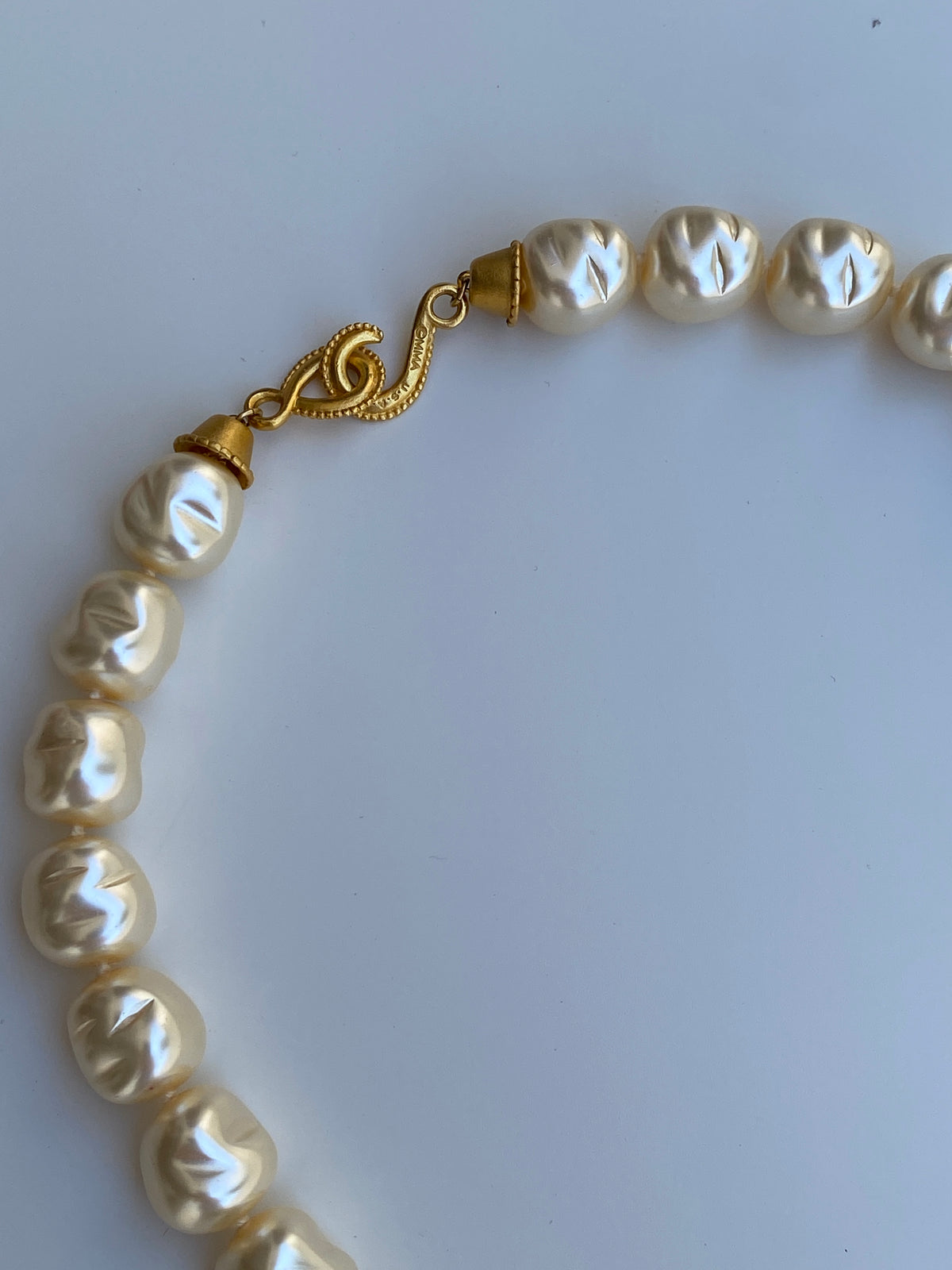 Vintage 1990s MMA USA Faux Baroque Pearl Necklace with Gold-Tone Clasp Vintage 1990s MMA USA Faux Baroque Pearl Necklace with Gold-Tone Clasp