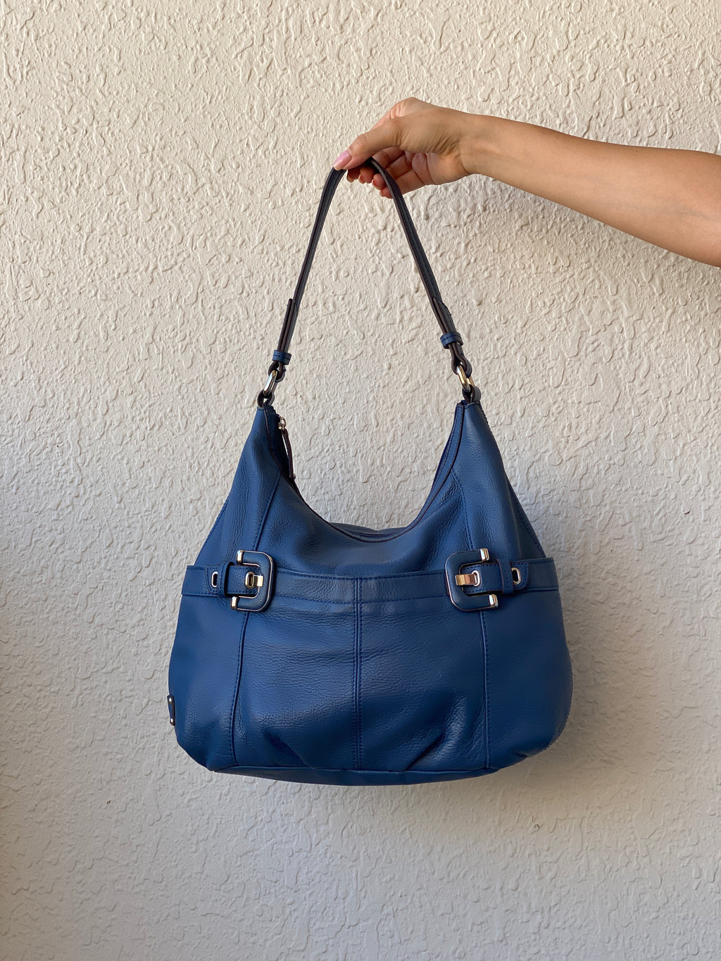 Vintage Tignanello Blue Purse Genuine Leather Hobo Shoulder Bag