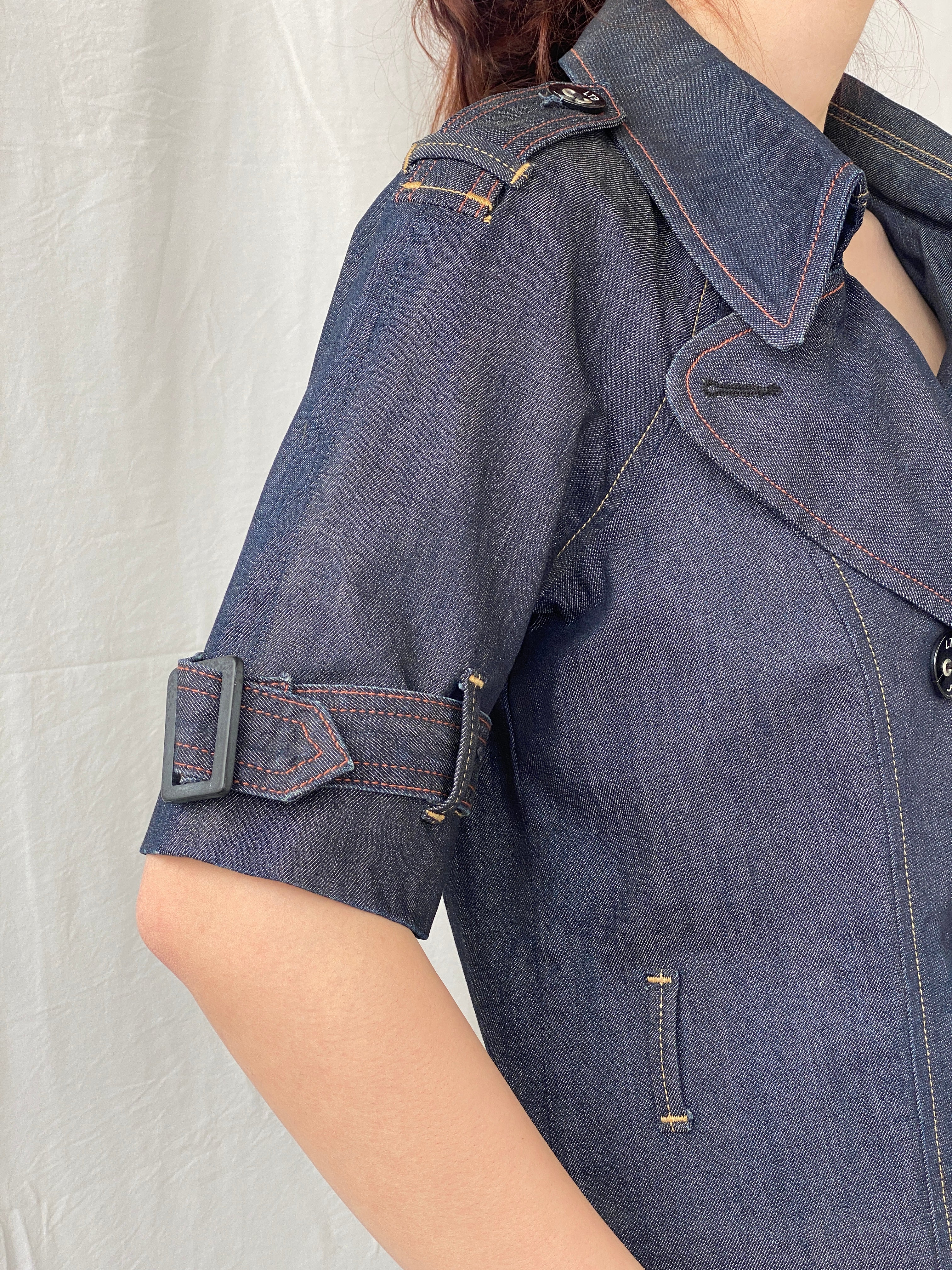 Vintage Y2K LTB Little Big Half Sleeve Denim Jacket - M