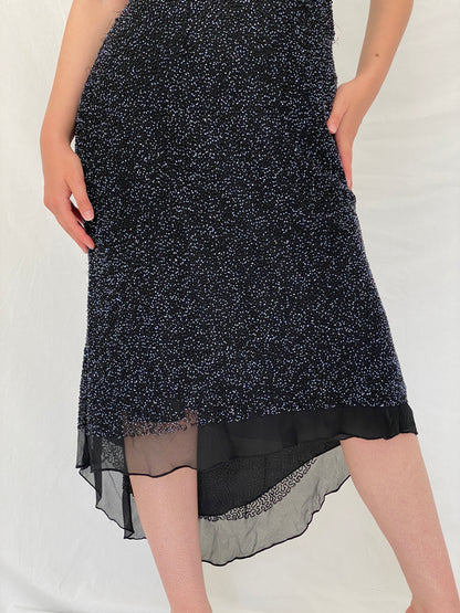 Vintage PAPÉLL BOUTIQUE Black Silk Beaded Halter Evening Dress – S