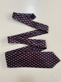 Vintage Hand Made Giovanni Rossini Silk Tie - Purple Geometric Oval Pattern