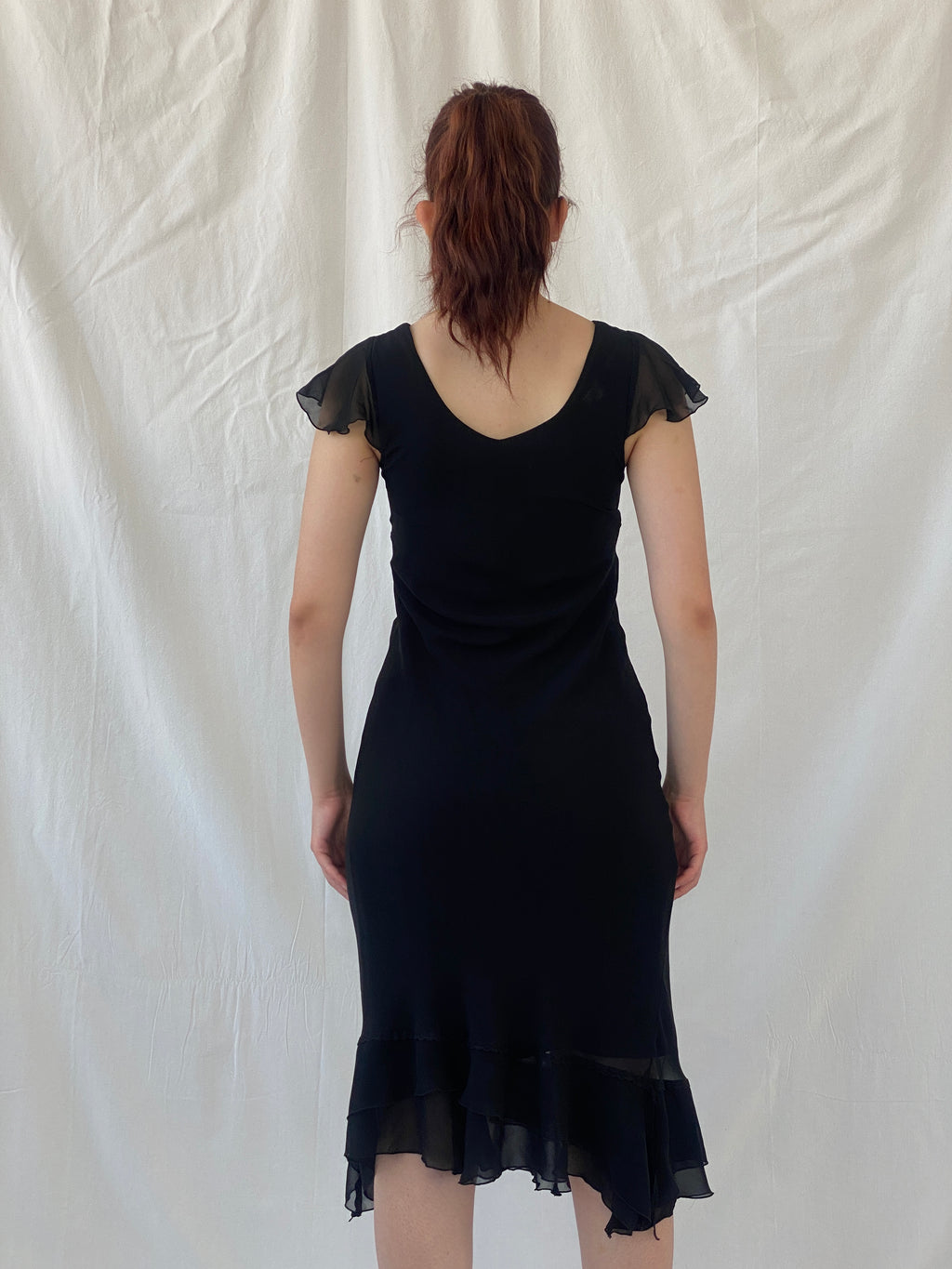 Vintage 90s Invait Romantic Black Sleeveless Midi Dress - S