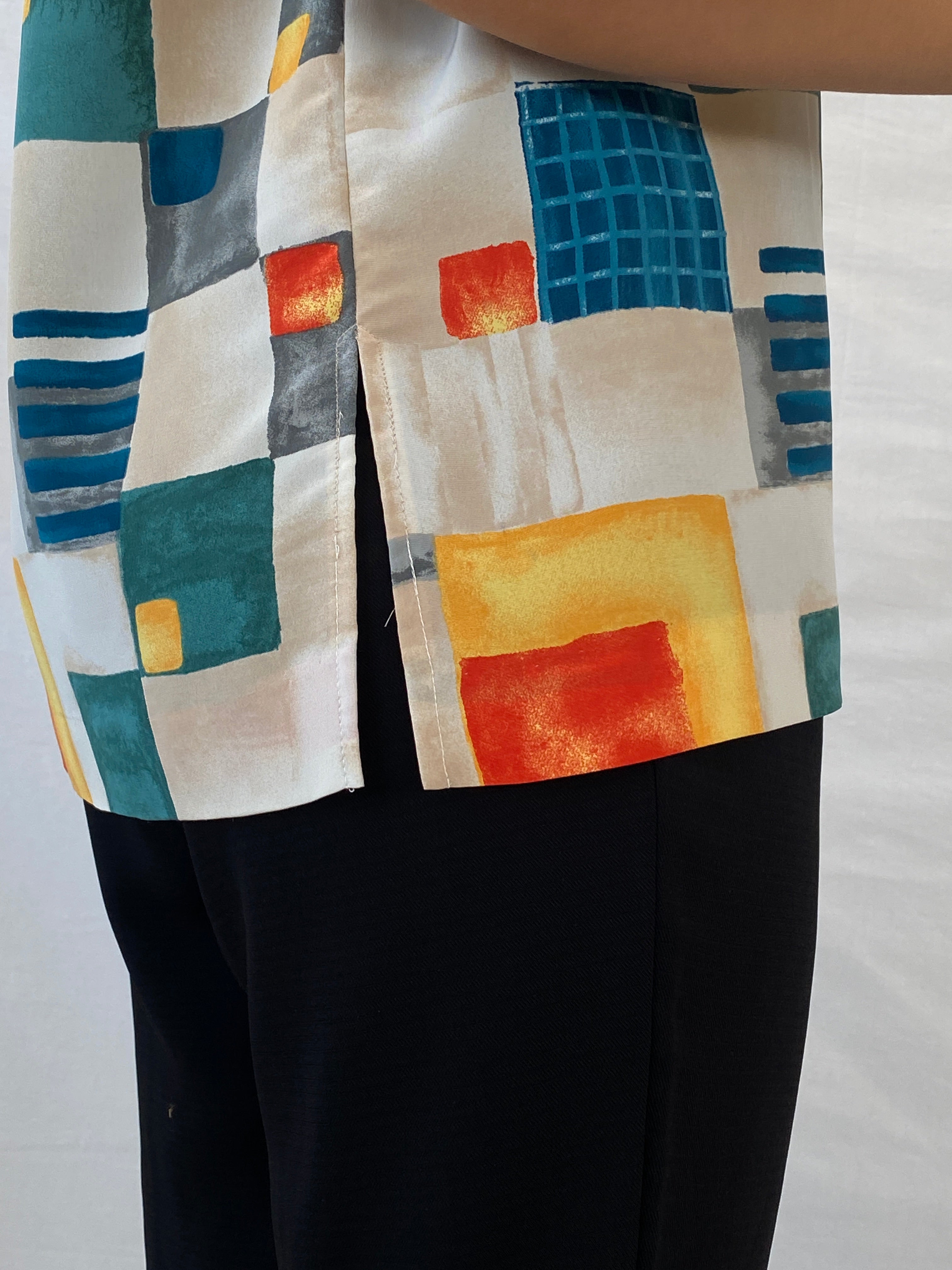 Vintage Handmade Abstract Multi-Colored Gold Buttoned Shirt - L