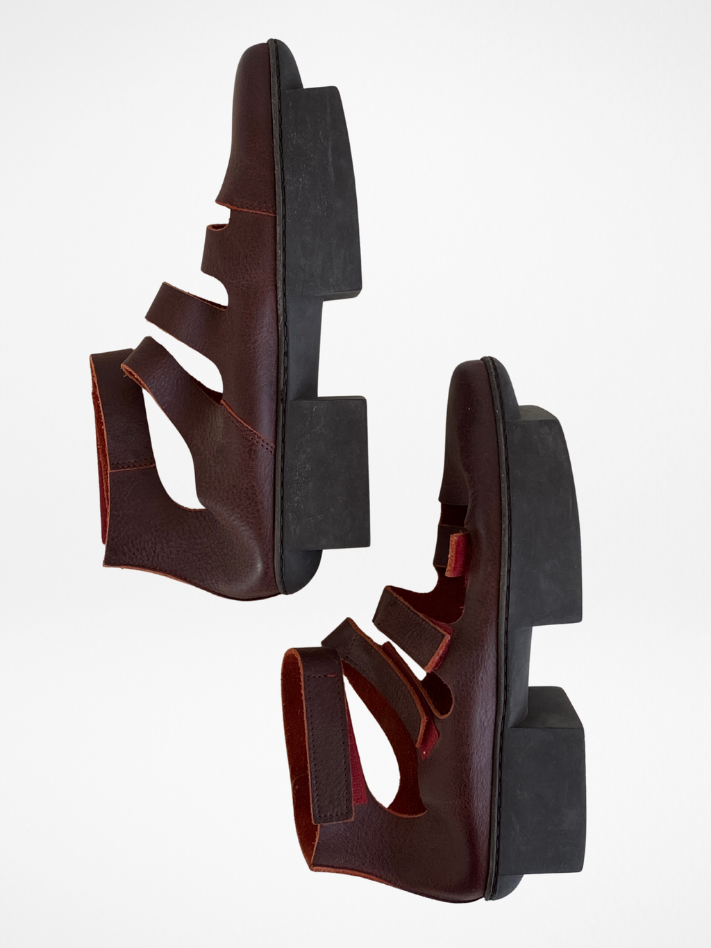 Trippen Burgundy Leather Platform Strappy Sandals – Handmade in Germany – Women’s Size 39EU