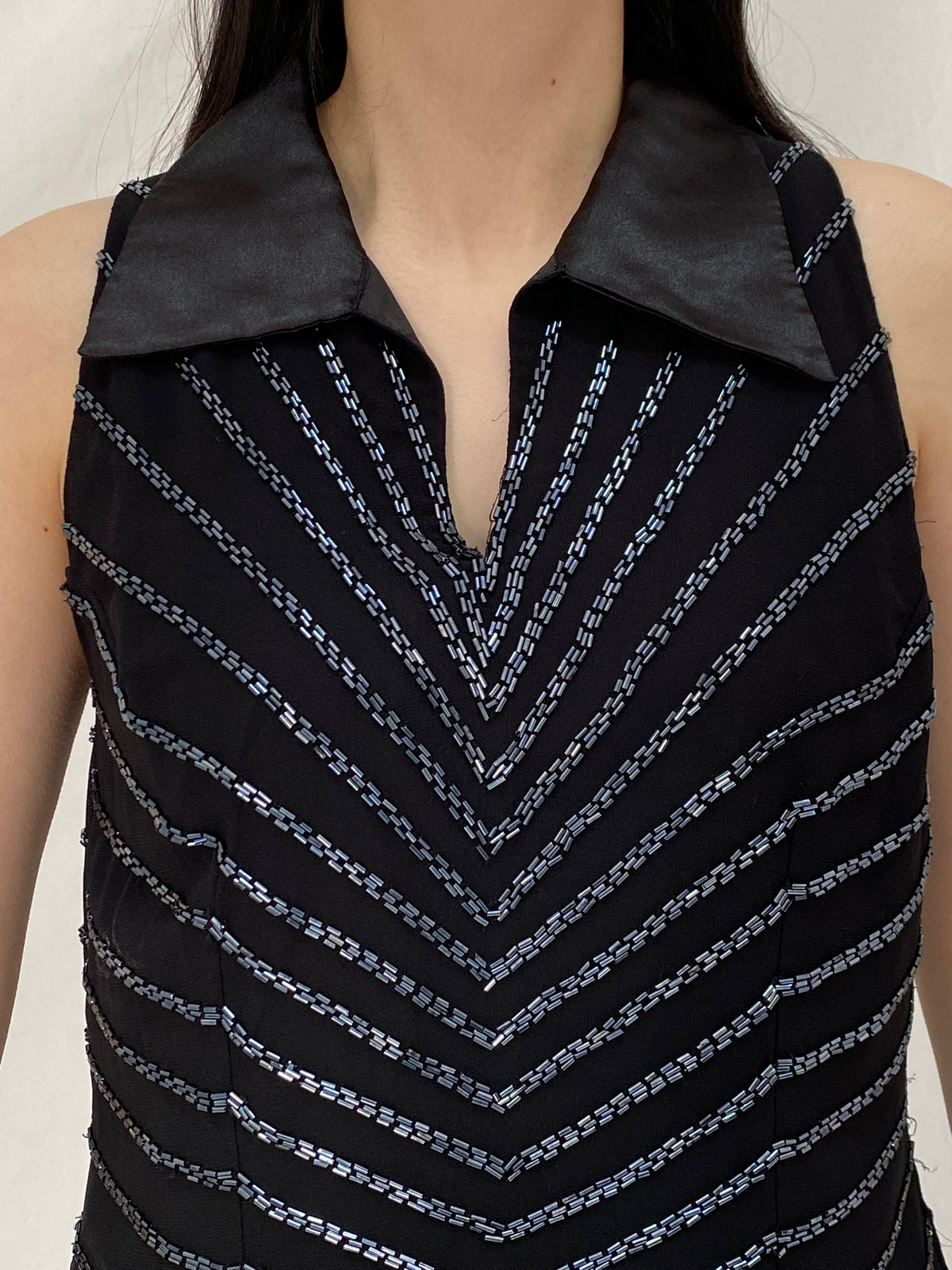 Vintage JK ARA Black Beaded Party Sleeveless Top Embellished Evening Blouse – M Vintage JK ARA Black Beaded Party Sleeveless Top Embellished Evening Blouse – M