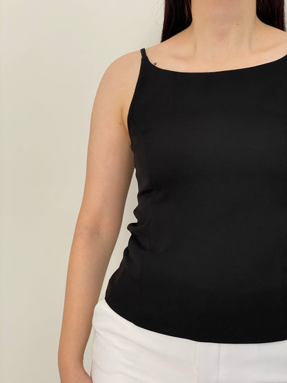 Vintage 90s Camaïeu Black Square Neck Minimalist Camisole Top –  S