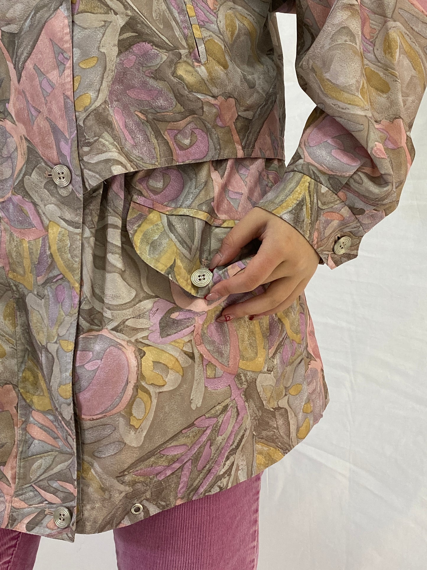 Vintage 90s Pastel Abstract Print Lightweight Windbreaker Jacket - S