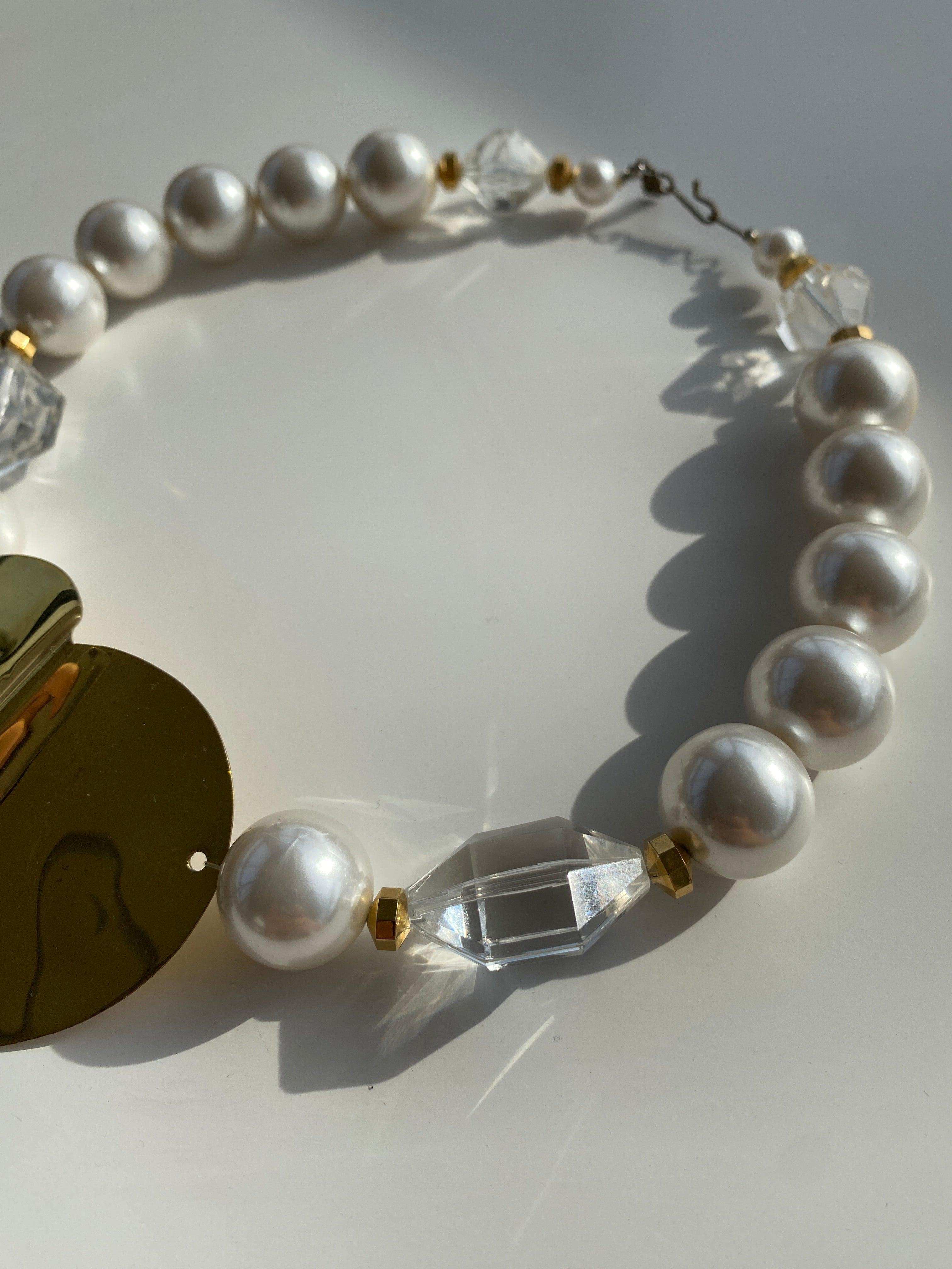 Vintage Chunky Heart Necklace With Faux Crystals - Balagan Vintage Necklace 00s, 90s, Necklace, NEW IN