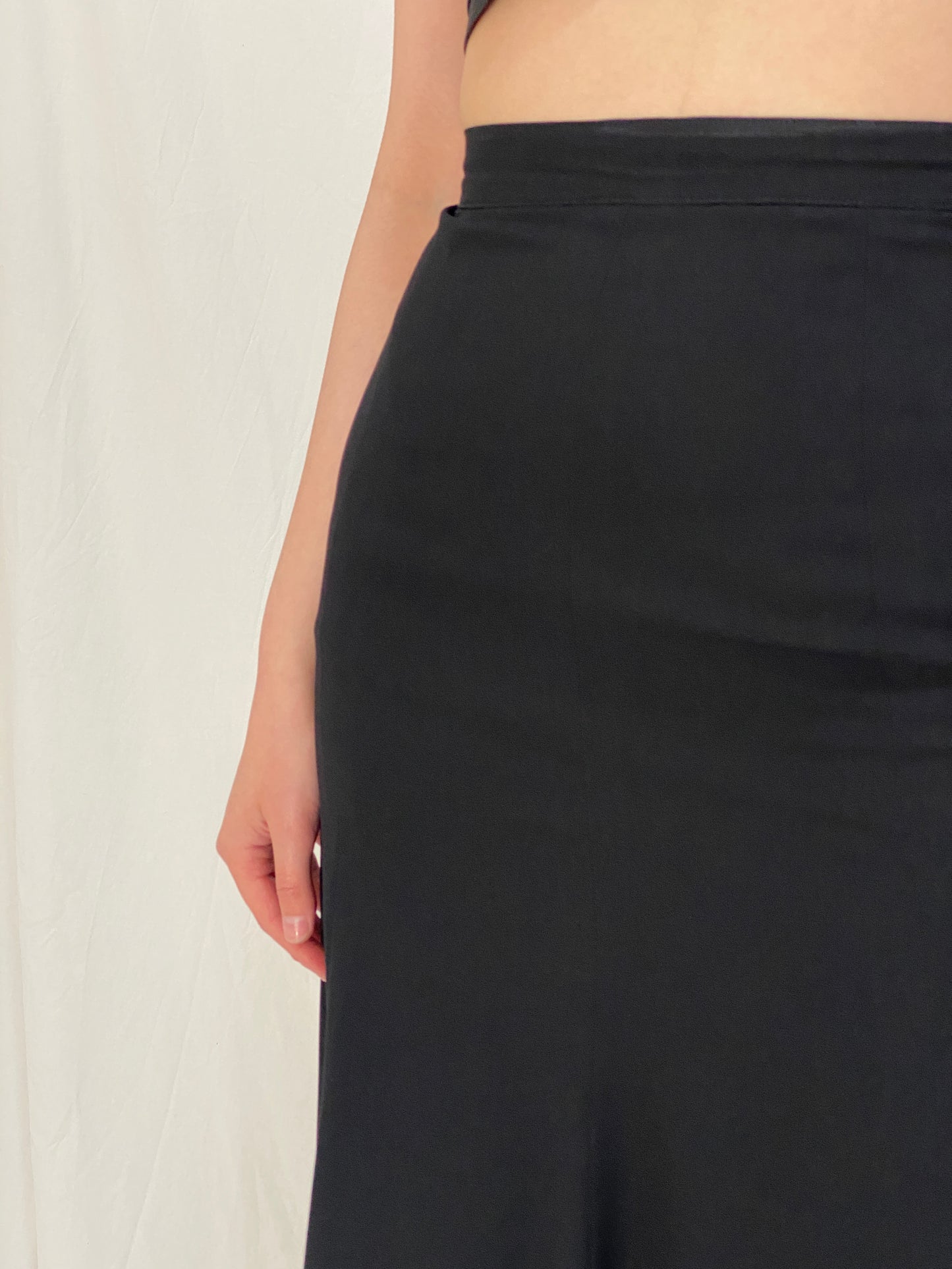 Vintage Y2K Sabena Black Flared A-Line Midi Skirt - S