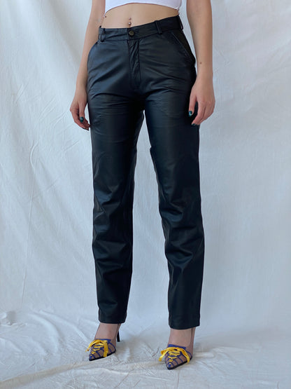 Vintage Raberg The Leather Generation Black Genuine Leather Bikers Pants - M