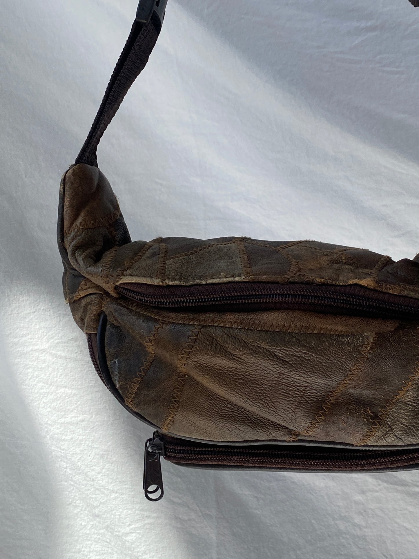 90s Distressed Leather Patchwork Fanny Pack