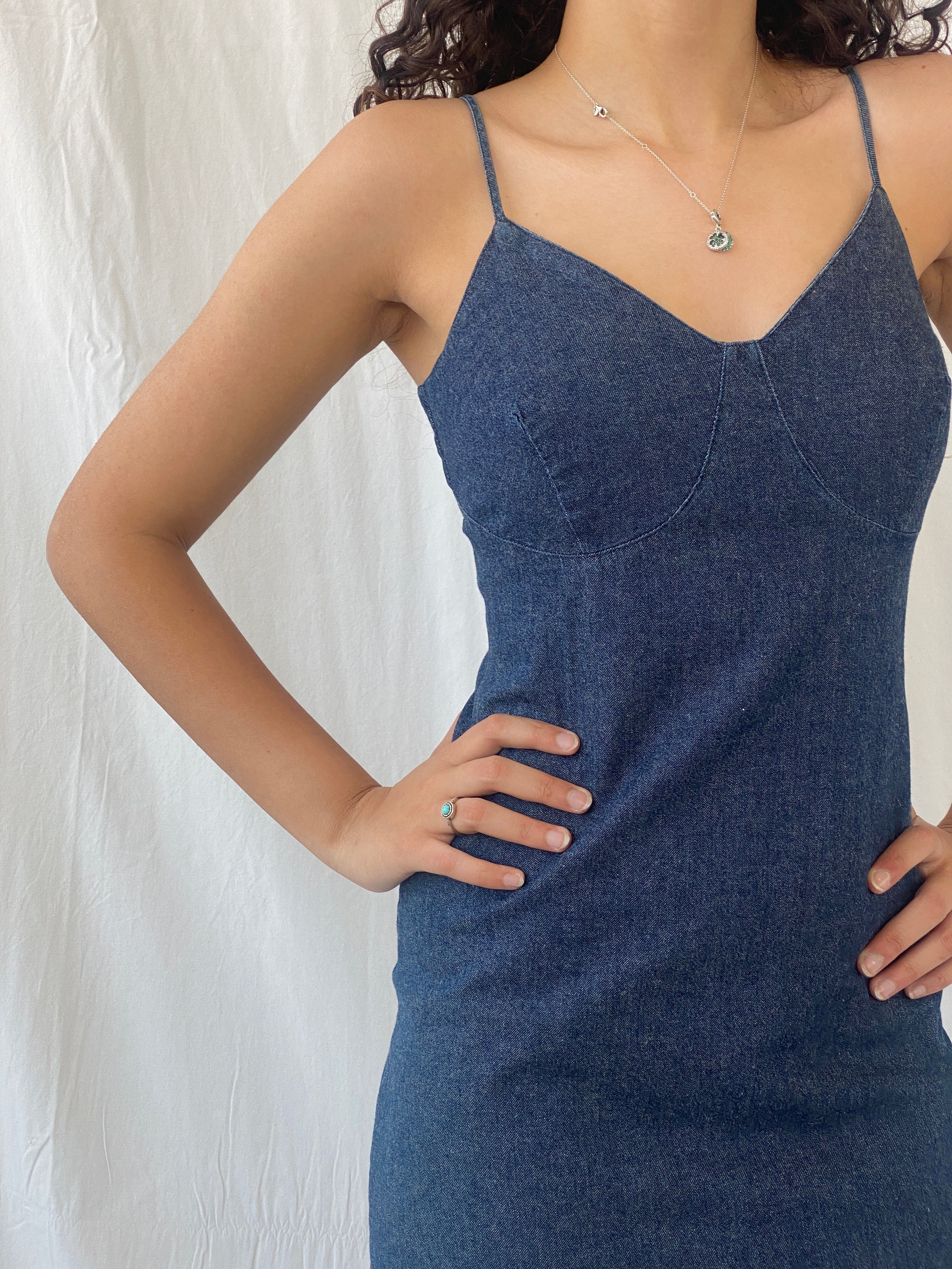 Y2k WPÏ Waipaï Fitted Short Spaghetti Strap Denim Dress - S