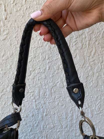 Liebeskind Berlin Distressed Black Leather Multi-Pocket Hobo Bag
