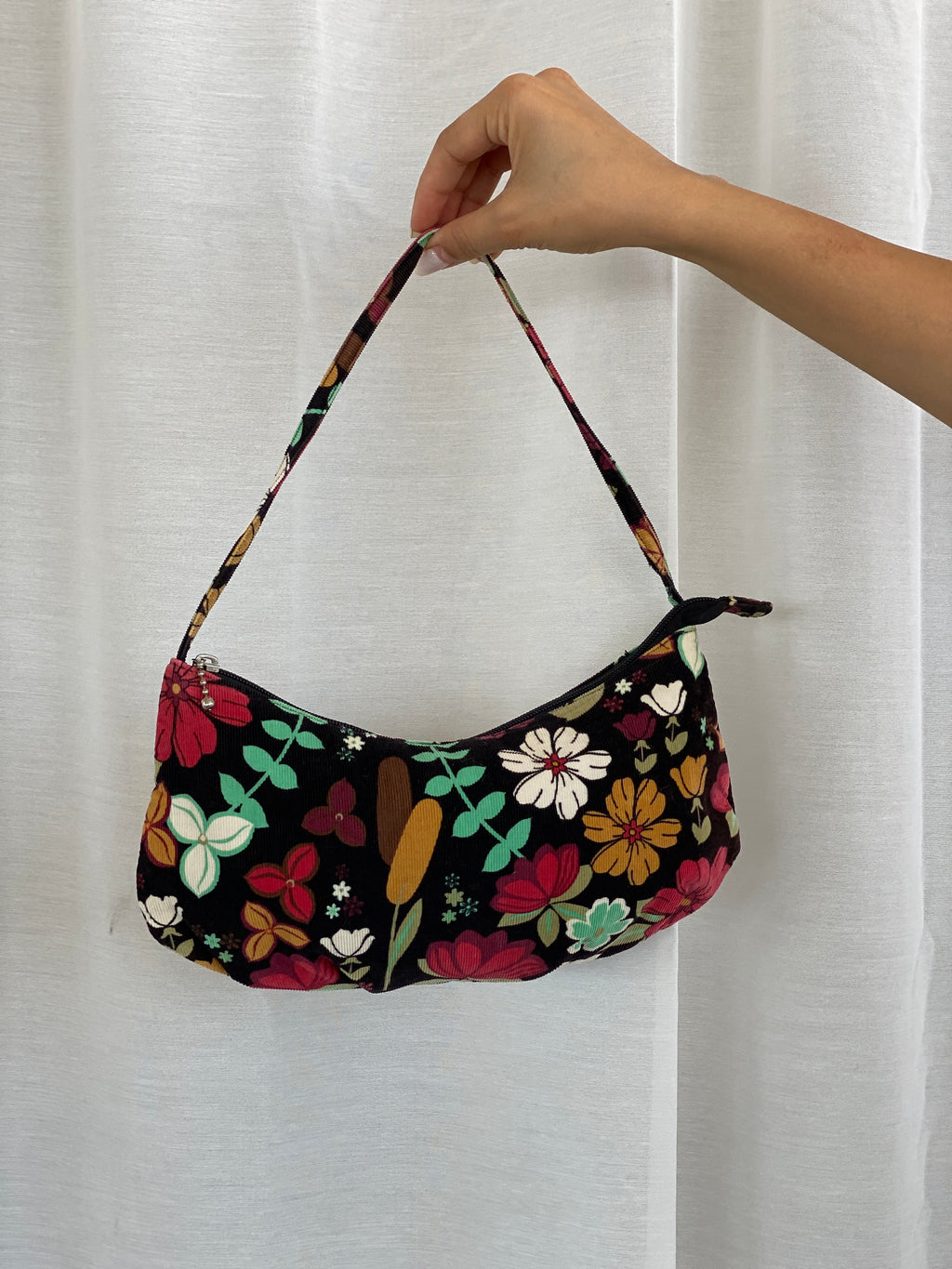 Y2K Floral Corduroy Exterior Shoulder Bag