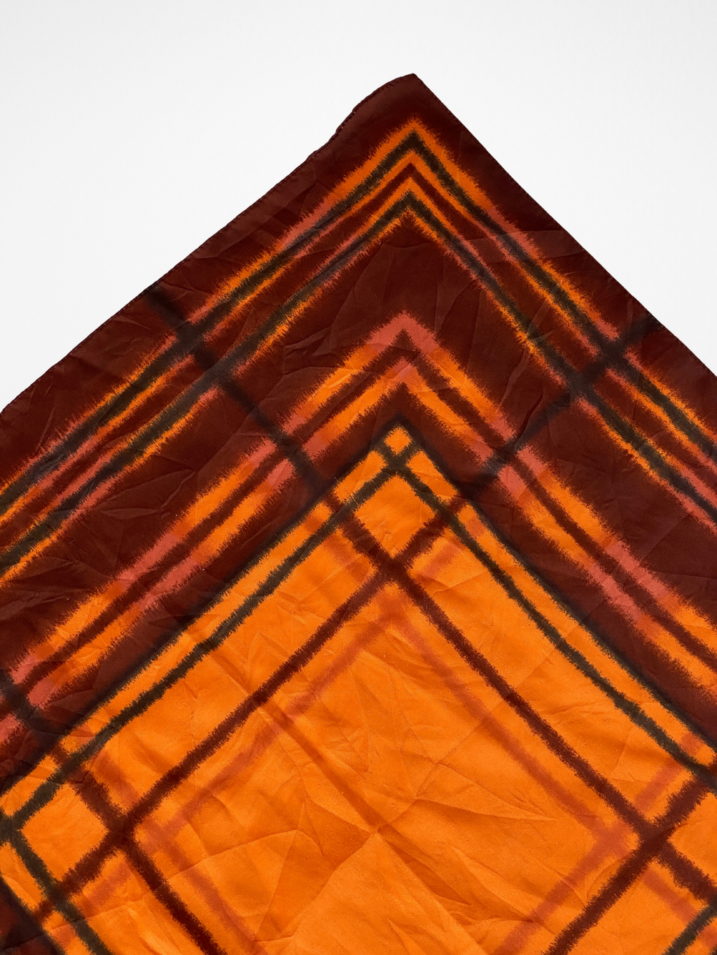 Unique Square Plaid Checkered Scarf Featuring Shades Of Brown & Orange