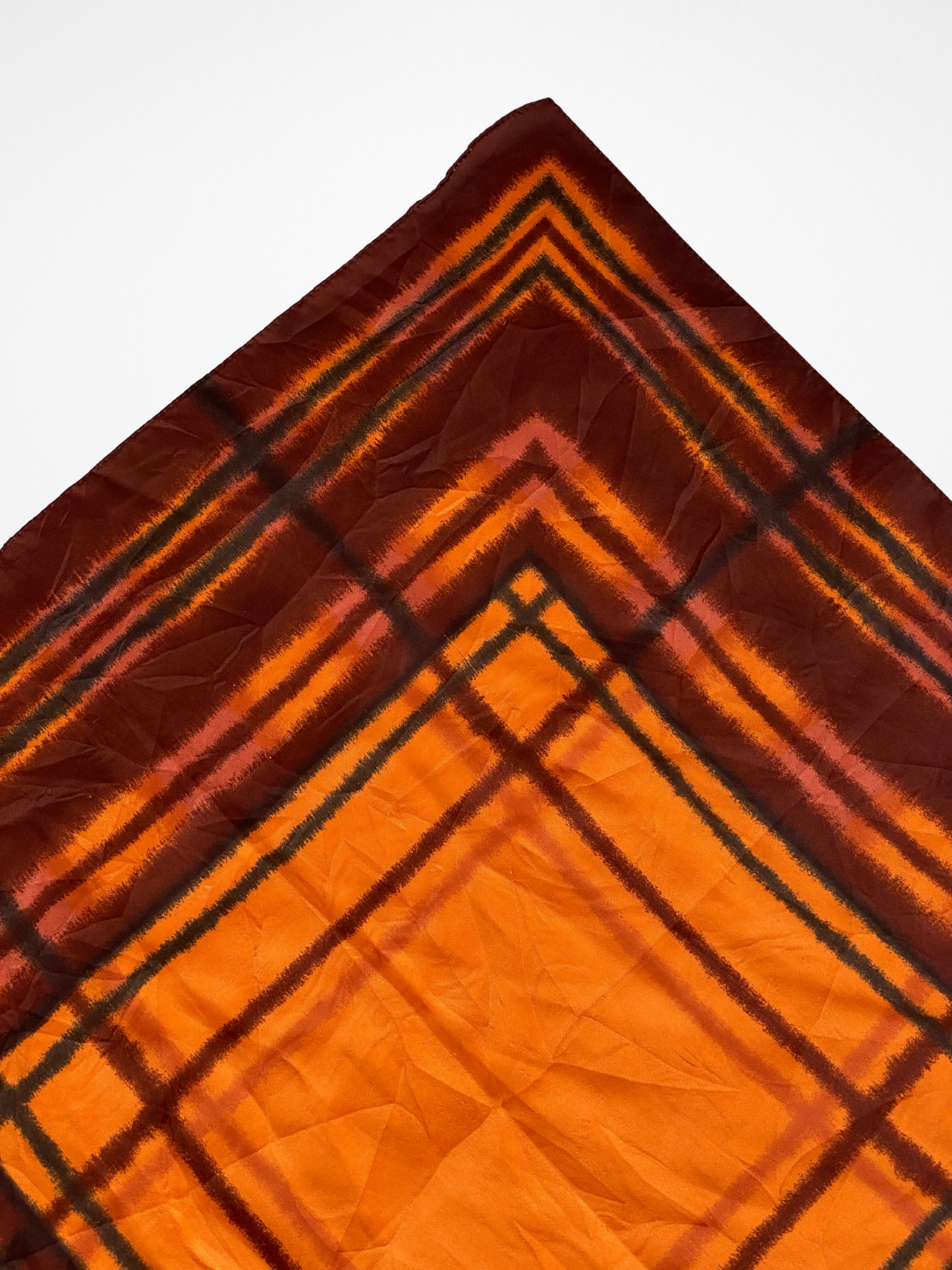 Unique Square Plaid Checkered Scarf Featuring Shades Of Brown & Orange