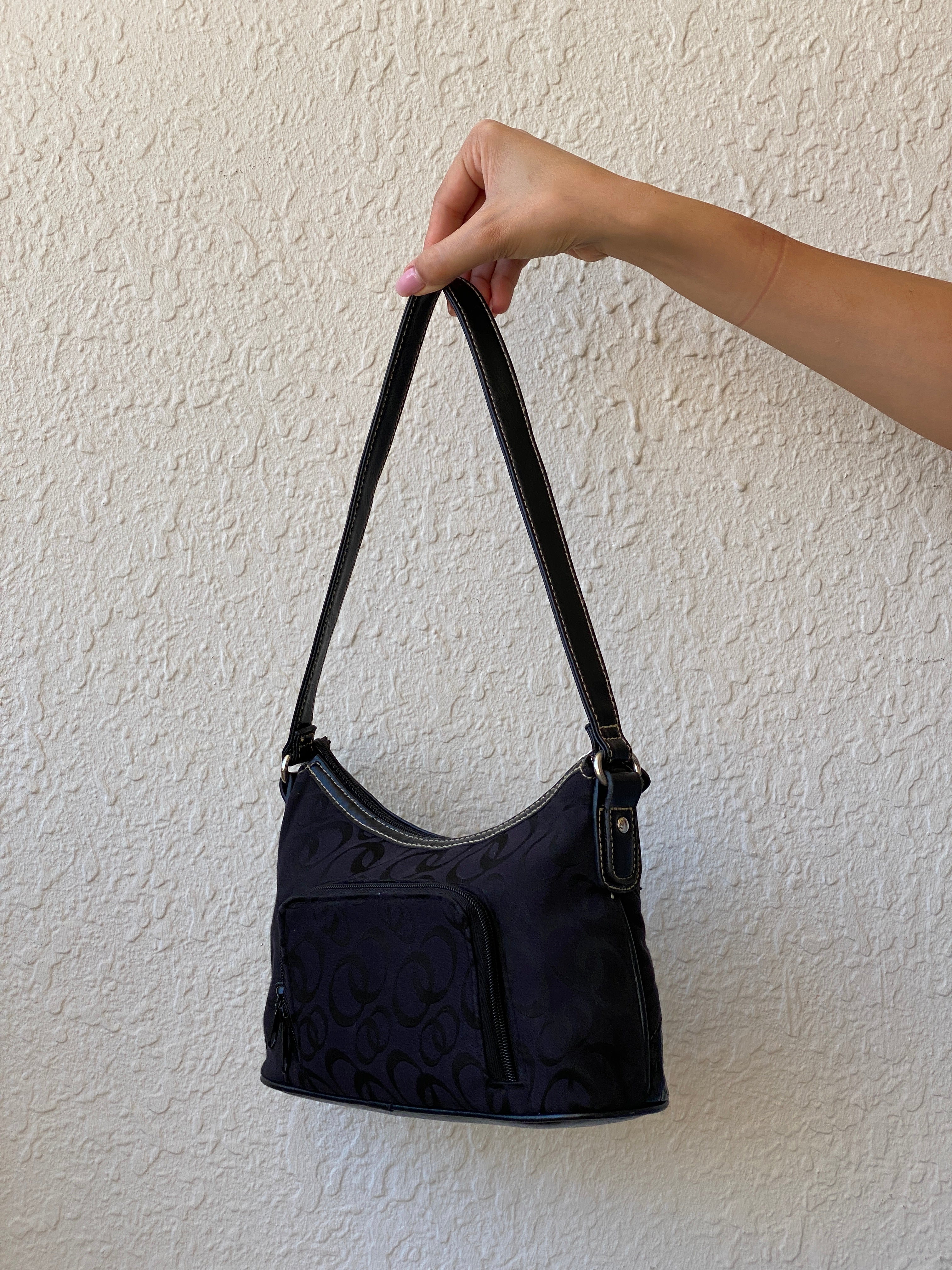 Vintage Y2K Black Patchwork Monogram Women’s Shoulder Bag